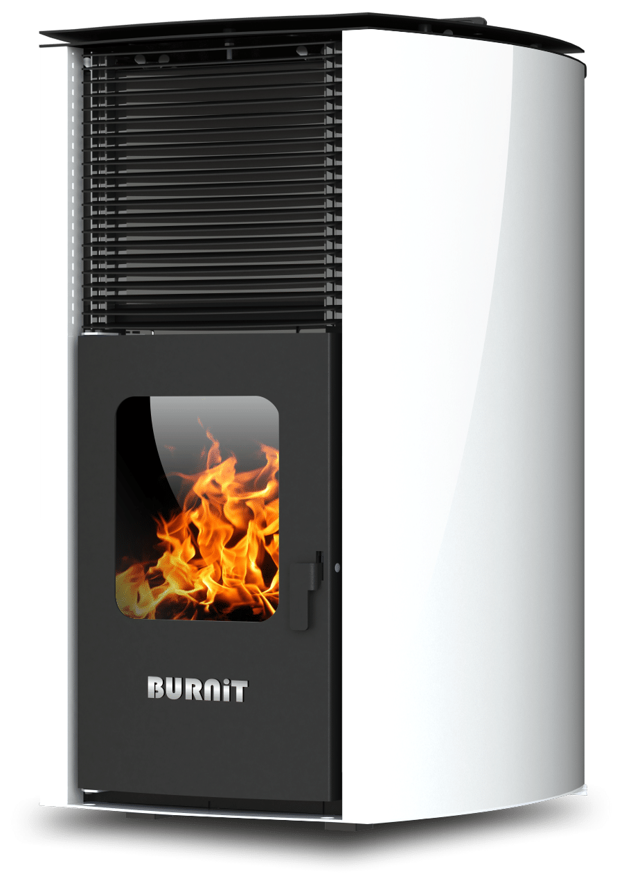 Centrala termosemineu pe peleti Burnit Advant Novation White 25 kw, echipata cu pompa de circulatie, vas de expansiune, automatizare, suprafata pana la 160 metri patrati