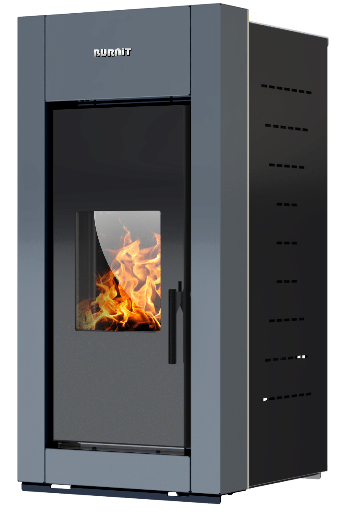 Centrala termosemineu pe peleti Burnit Trend 11 kW, culoare Gri Antracit, echipata cu pompa de circulatie, vas de expansiune, automatizare, suprafata pana la 80 metri patrati