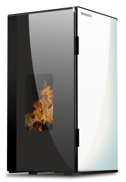 Centrala termosemineu pe peleti Burnit Vision Swan White 25 kw, echipata cu pompa de circulatie, vas de expansiune, automatizare, suprafata pana la 160 metri patrati