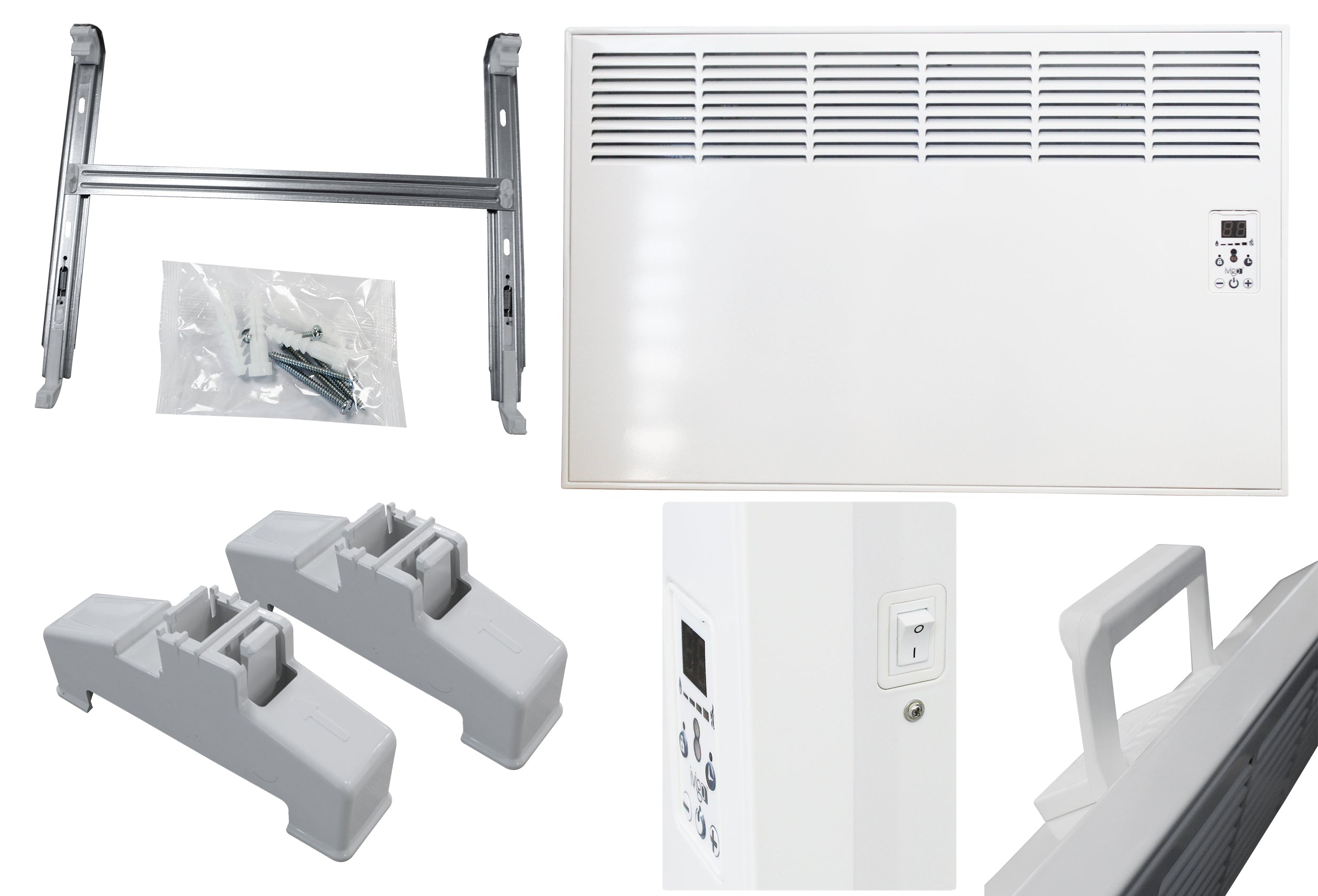 Convector de perete sau pardoseala iVigo DIGITAL EPK 2500 W White, control electronic, Termostat de siguranta, termostat reglabil, IP 24, pentru 28 mp, ERP 2018