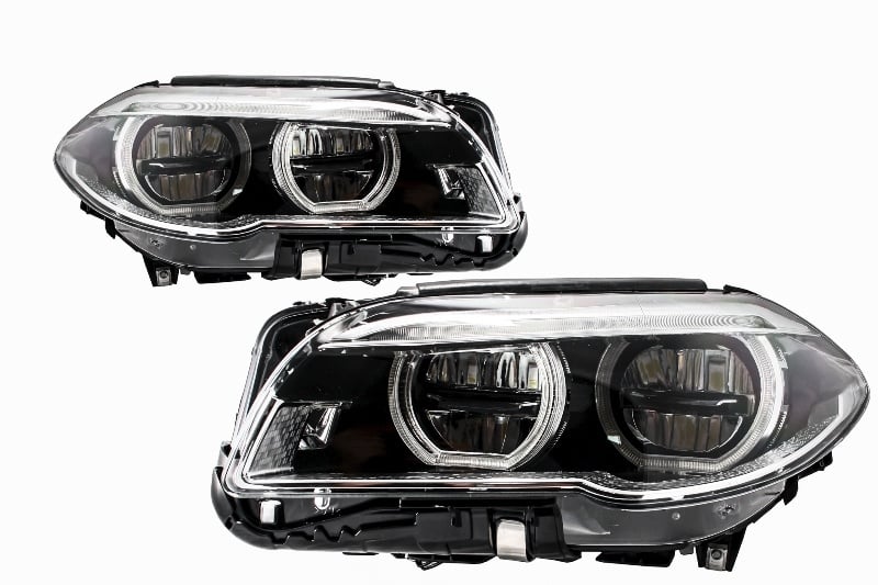 Faruri Full LED Angel Eyes compatibil cu BMW Seria 5 F10 F11 LCI (2014-2017)