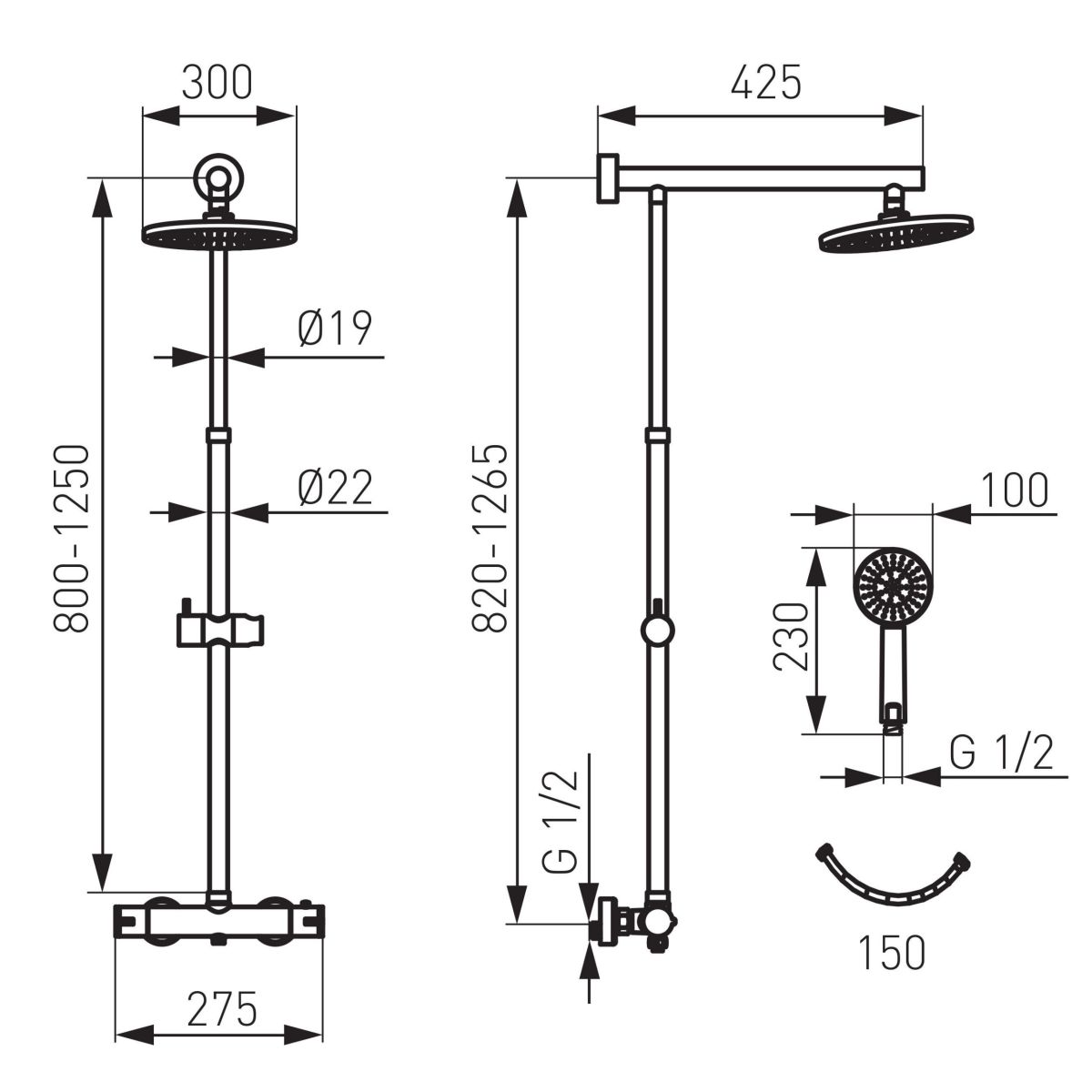 FDesign Anima set de duș perete cu termostat auriu FD5-ANA-7U-55