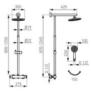 FDesign Anima set de duș perete cu termostat auriu FD5-ANA-7U-55