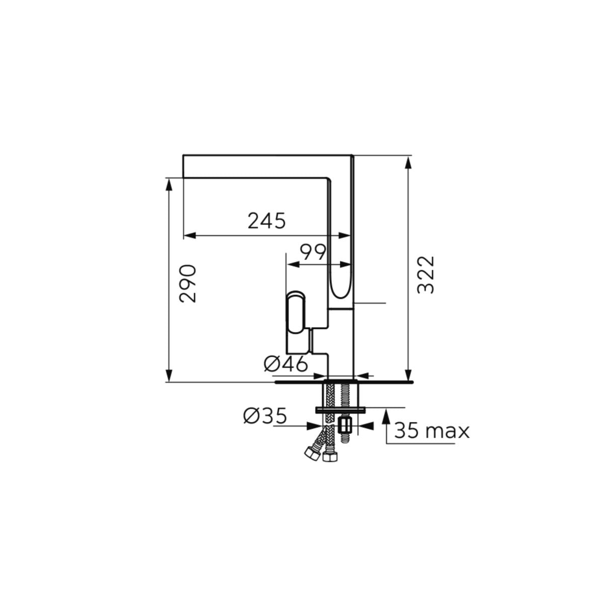 FDesign Zaffiro baterie bucătărie pe picior negru FD1-ZFR-4-22