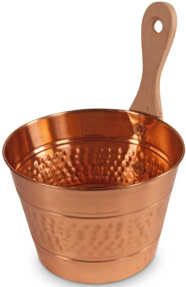 Galeata cupru sauna cu maner de lemn 4 litri