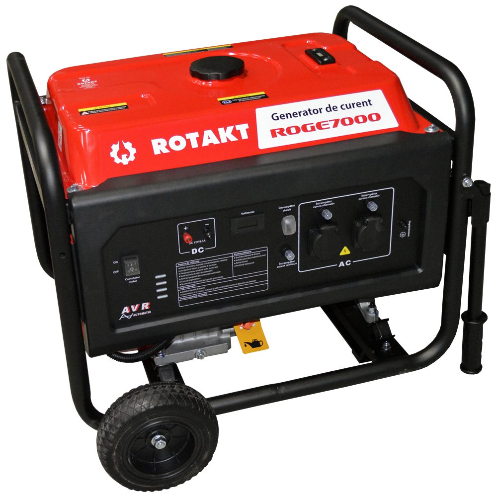 Cumpara Generator de curent benzină Rotakt ROGE7000 6.8 KW, AVR, Voltmetru, Iesire12V, Consum Redus 3,12 l/h de la Mesterul Minune