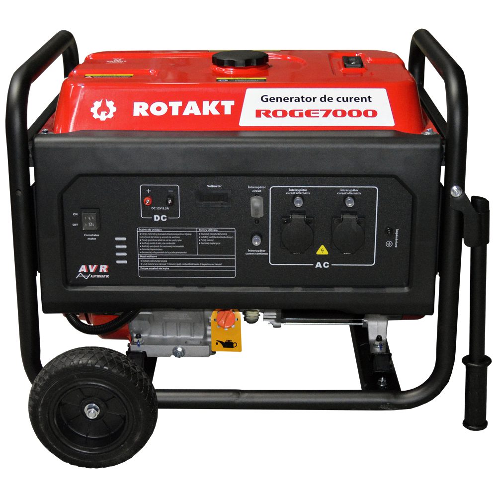 Generator de curent benzină Rotakt ROGE7000 6.8 KW, AVR, Voltmetru, Iesire12V, Consum Redus 3,12 l/h
