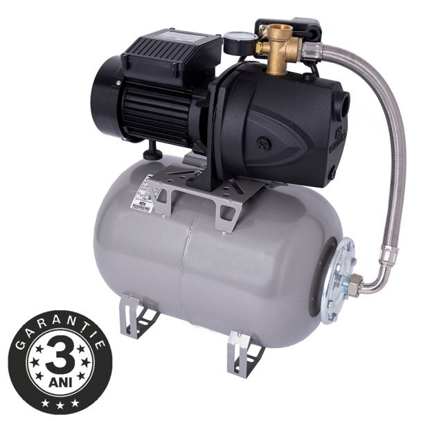 Hidrofor cu pompa autoamorsanta Wasserkonig FL528625, fonta, putere 1250 W, debit 5160 l/h, inaltime refulare 52 m, vas de expansiune 24 l