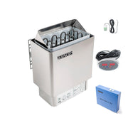 Soba inox sauna privata, incalzitor electric Waincris Lampo 9kW cu panou exterior digital