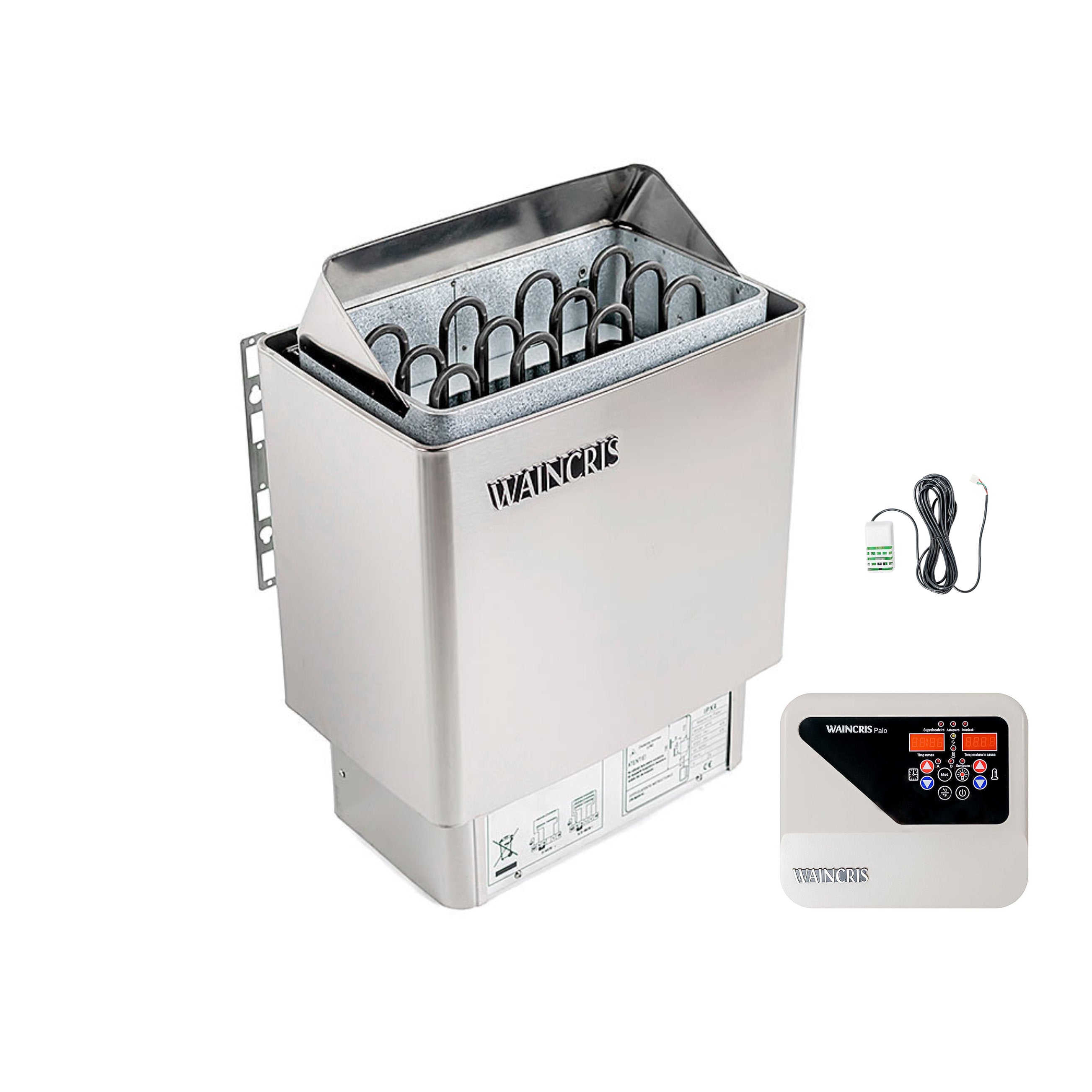 Soba inox sauna privata, incalzitor electric Waincris PALO 6kW cu panou exterior digital WPS60