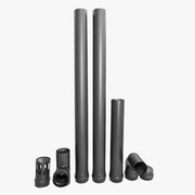 KIt de evacuare (cos de fum), Fornello, otel negru 1,2 mm, pentru centrale si termoseminee pe peleti, diametru 100 mm, etansare cu garnitura, complet pentru montaj, 2,5 metri lungime