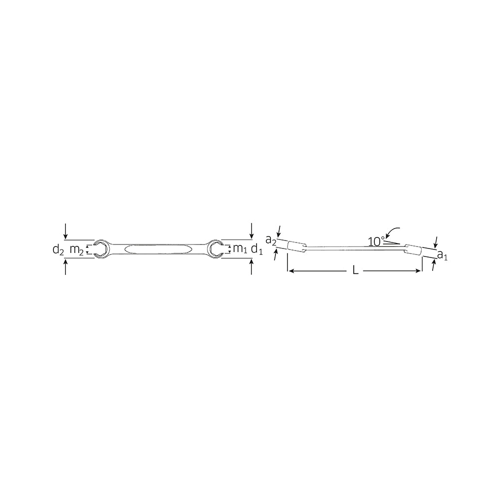 Stahlwille 41081012, Cheie dubla pentru conducte, Nr. 24, hexagon, metric, cap inclinat la 10 gr, finisare cromata, made in Germany, 10 x 12mm