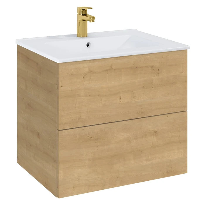 Masca baie + lavoar Roca Fancy A852009464, cu sertare, stejar