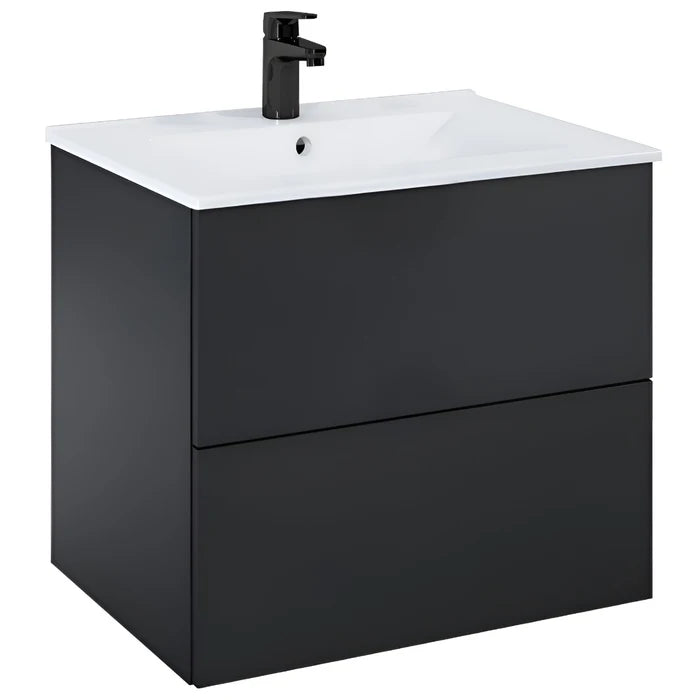 Masca baie + lavoar Roca Fancy A852009532, cu sertare, negru mat,