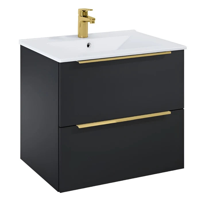Masca baie + lavoar Roca Fancy A852009532, cu sertare, negru mat,