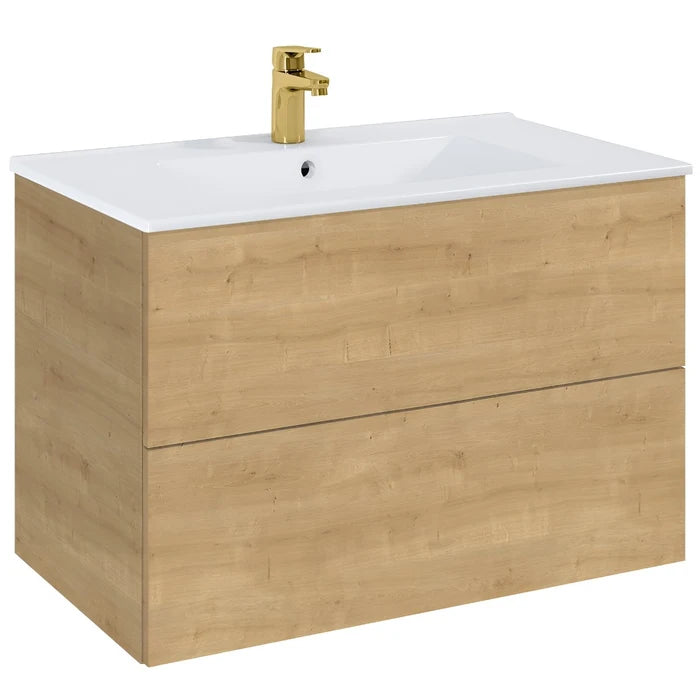 Masca baie + lavoar Roca Fancy A852010464, cu sertare, stejar