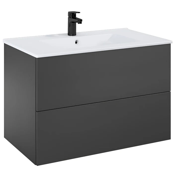 Masca baie + lavoar Roca Fancy A852010531, cu sertare, gri inchis
