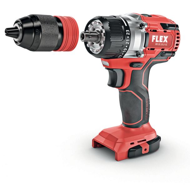 Masina de gaurit si insurubat cu acumulatori Flex DD 2G 18.0/2.5 Set, cuplu maxim 68 Nm, 2 acumulatori 18.0V/2.5Ah, incarcator, valiza de transport