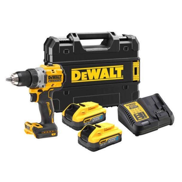Masina de gaurit si insurubat DeWalt DCD800H2T, max 90 Nm, cu 2 acumulatori Powerstack 18V / 5.0Ah, in valiza de transport