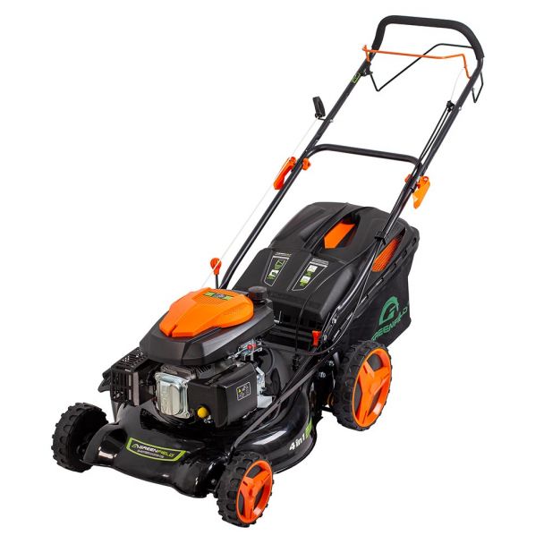 Masina de tuns gazonul cu autopropulsie Greenfield G-MTG511ARW-T8, 4. 4 cp, benzina, 173 cmᶟ, 50 cm , 7 trepte taiere, 60 l sac colector