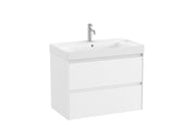 Mobilier baie cu două sertare și lavoar cu orificiu central pentru baterie, Roca Ona, Matt White, 80 cm, A851691509