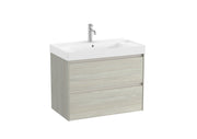 Mobilier baie cu două sertare și lavoar cu orificiu central pentru baterie, Roca Ona, Light Oak, 80 cm, A851691512