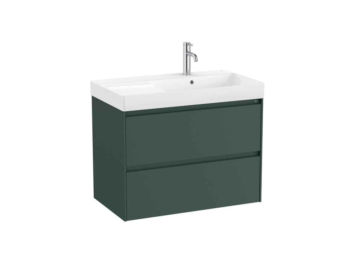 Mobilier baie cu două sertare și lavoar pe dreapta, Roca Ona, Matt Green, 80 cm, A851690513