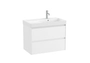 Mobilier baie cu două sertare și lavoar pe dreapta, Roca Ona, Matt White, 80 cm, A851690509