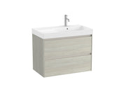 Mobilier baie cu două sertare și lavoar pe dreapta, Roca Ona, Light Oak, 80 cm, A851690512