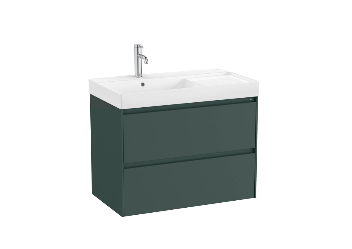 Mobilier baie cu două sertare și lavoar pe stânga, Roca Ona, Matt Green, 80 cm, A851692513