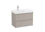 Mobilier baie cu două sertare și lavoar pe stânga, Roca Ona, Sand Grey, 80 cm, A851692510