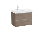 Mobilier baie cu două sertare și lavoar pe stânga, Roca Ona, Dark Elm, 80 cm, A851692511