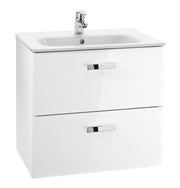 Mobilier baie cu două sertare și lavoar, Roca Victoria Basic, 60 cm, Glossy White