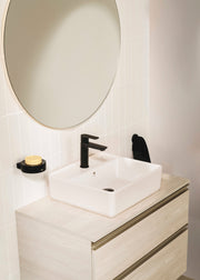 Mobilier baie cu două sertare pentru lavoar pe blat, Roca The Gap, 80 cm, Glossy White