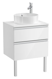 Mobilier baie cu două sertare pentru lavoar pe blat, Roca The Gap, 60 cm, Glossy White