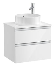 Mobilier baie cu două sertare pentru lavoar pe blat, Roca The Gap, 60 cm, Glossy White