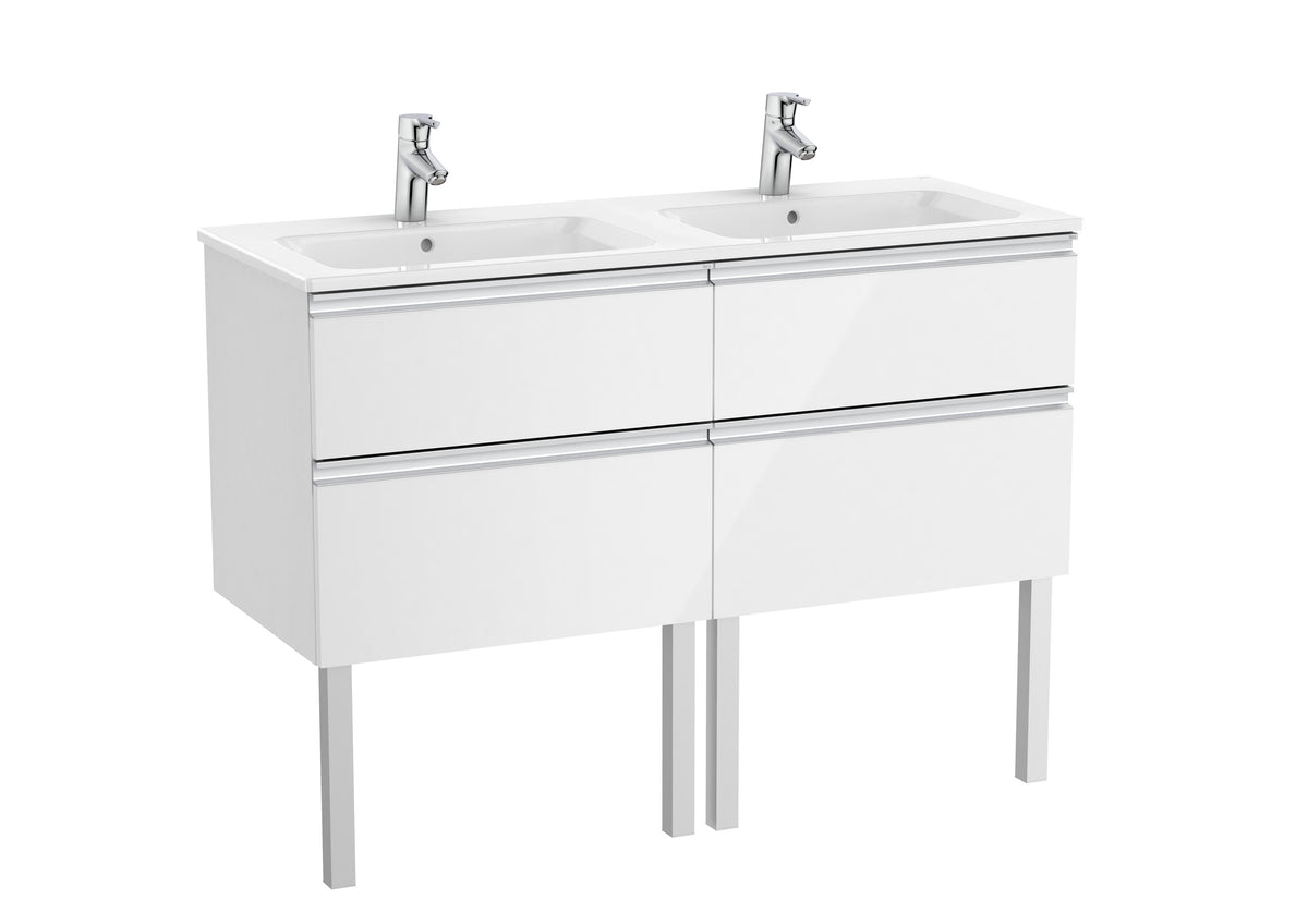 Mobilier baie cu patru sertare și lavoar dublu, Roca The Gap, 120 cm