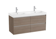 Mobilier baie cu patru sertare și lavoar dublu Roca Ona, Dark Elm, 120 cm, A851694511
