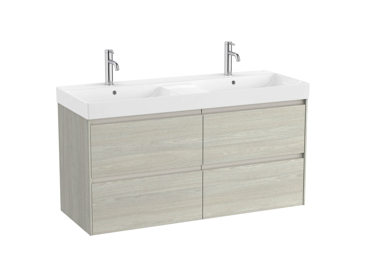 Mobilier baie cu patru sertare și lavoar dublu Roca Ona, Light Oak, 120 cm, A851694512