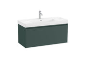 Mobilier baie cu un sertar și lavoar cu orificiu central pentru baterie, Roca Ona, Matt Green, cu polițe stânga-dreapta, 100 cm, A851686513