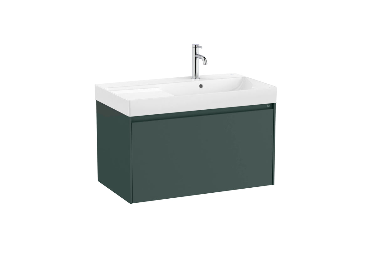 Mobilier baie cu un sertar și lavoar pe dreapta, Roca Ona, Matt Green, 80 cm, A851719513
