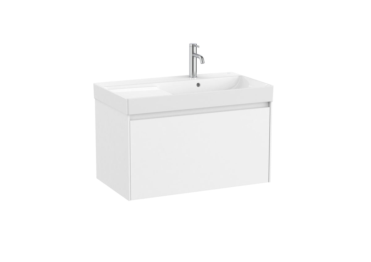 Mobilier baie cu un sertar și lavoar pe dreapta, Roca Ona, Matt White, 80 cm, A851719509