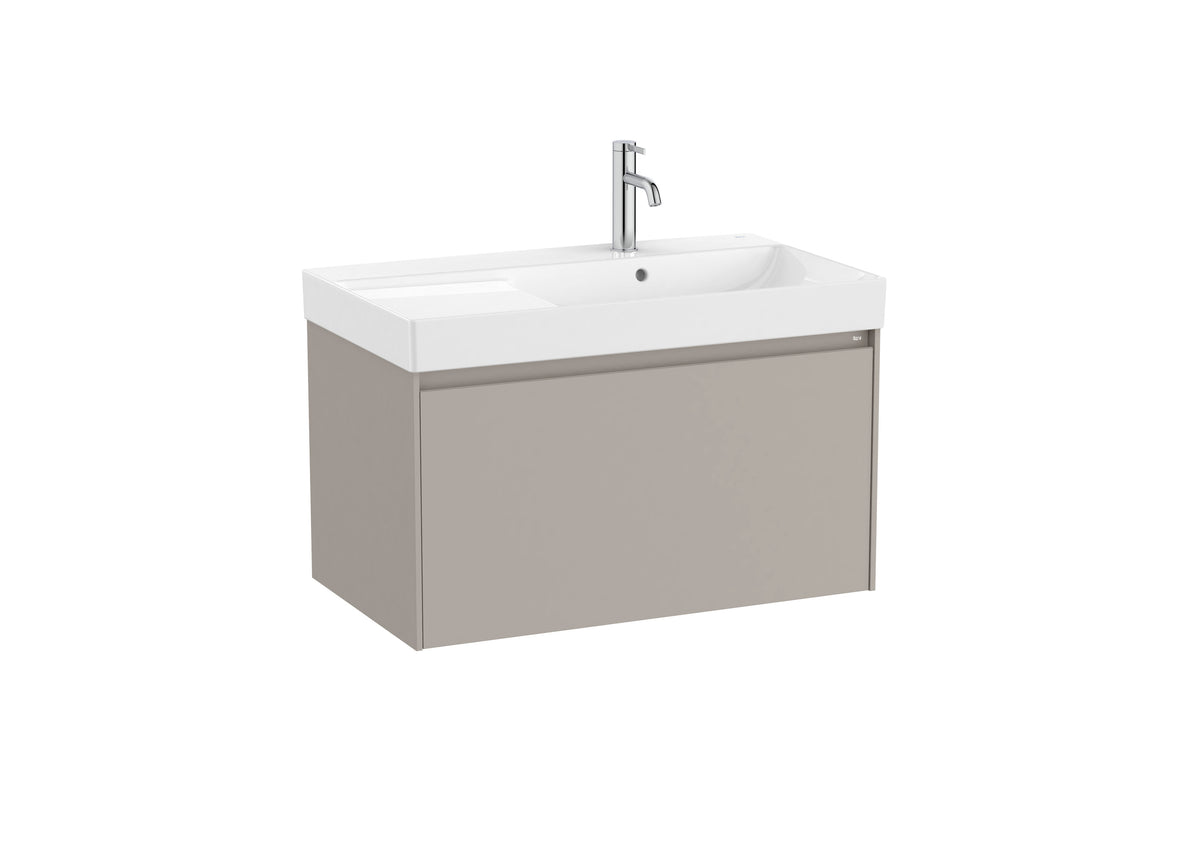 Mobilier baie cu un sertar și lavoar pe dreapta, Roca Ona, Sand Grey, 80 cm, A851719510