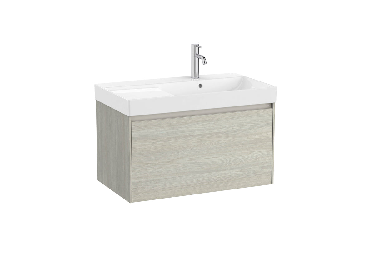 Mobilier baie cu un sertar și lavoar pe dreapta, Roca Ona, Light Oak, 80 cm, A851719512