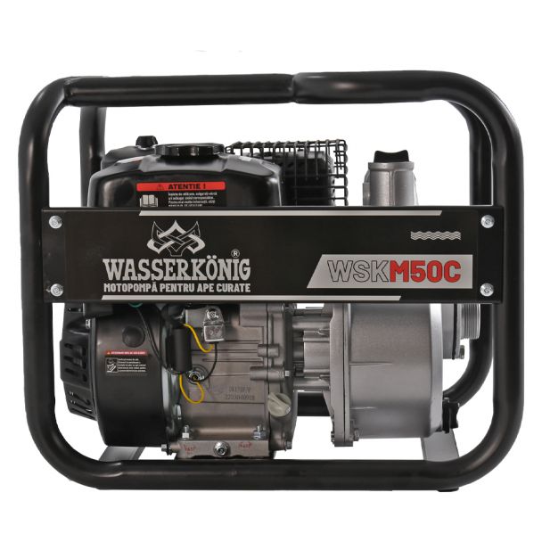 Motopompa 2" Wasserkonig WSKM50C, maxim 30 m³/ora , inaltime refulare max 28 m, motor euro V, benzina, putere 7 CP
