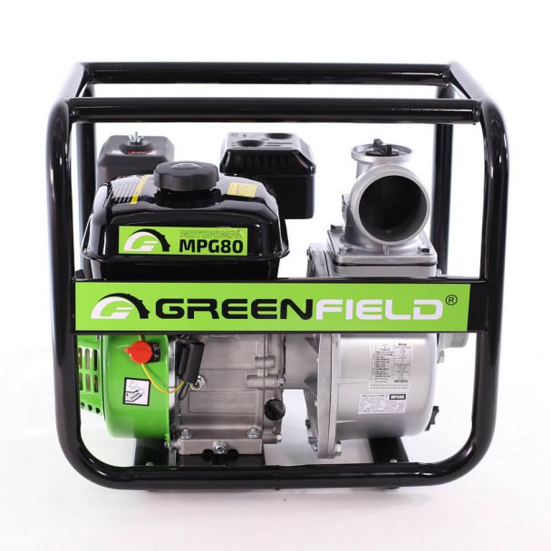 Motopompa 3" Greenfield MPG80, motor euro V, benzina, putere 7.0 CP, debit 63000 l/h, inaltime refulare 30 m