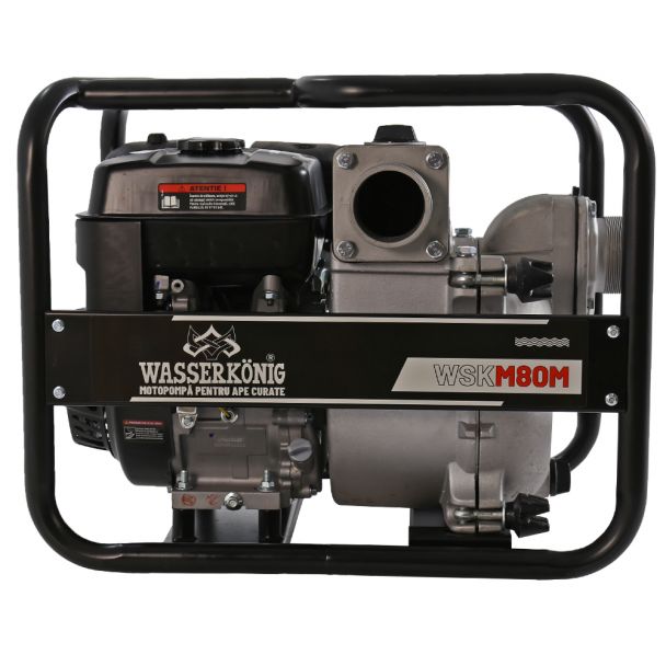 Motopompa 3" pentru apa cu namol Wasserkonig WSKM80M, maxim 55 m³/ora , inaltime refulare max 20 m, motor euro V, benzina, putere 7 CP