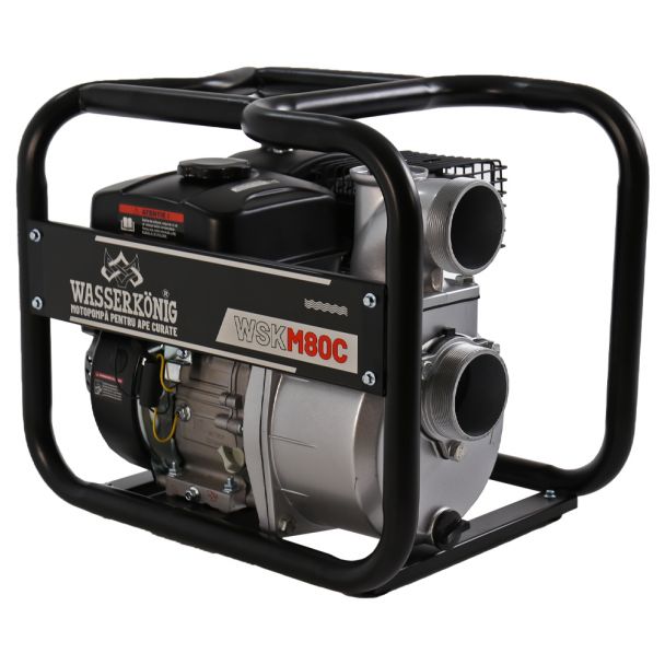 Motopompa 3" Wasserkonig WSKM80C, maxim 55 m³/ora , inaltime refulare max 30 m, motor euro V, benzina, putere 7 CP