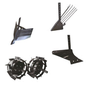 Pachet de accesorii motocultor, plug de arat, plug de bilonat, plug de scos cartofi, roti metalice 4.00-8