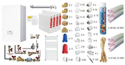 Pachet apartament cu 3 camere, centrala termica pe gaz conventionala Arca Pixel 25 F, 25 kw, kit evacuare inclus, termostat, calorifere otel, teava PPR si fitinguri, kit armaturi